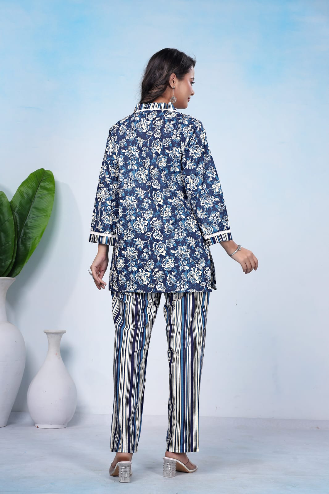 Blue Floral Print Co-Ord Set